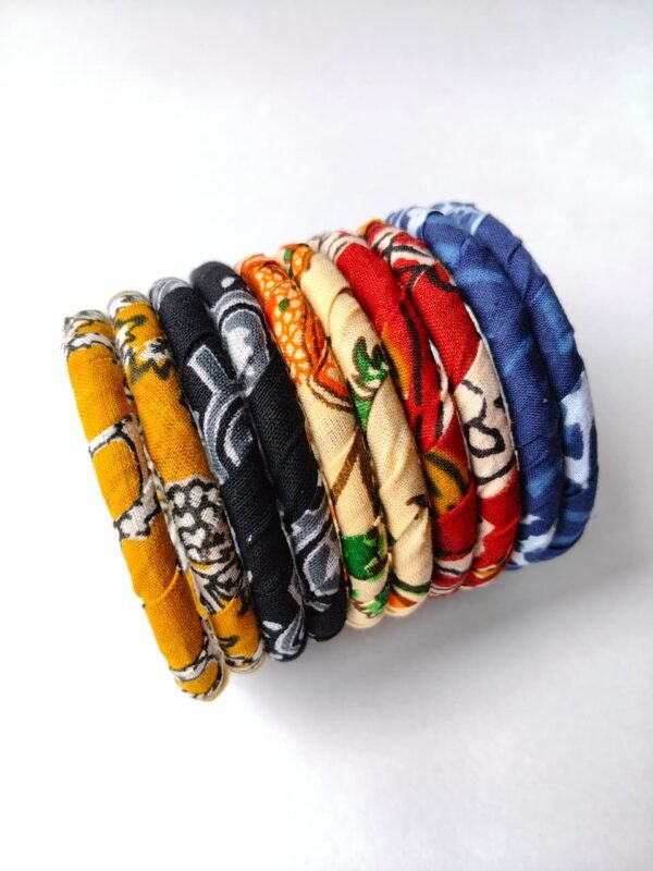 Fabric Wrapped Bangle Set — Set of 10