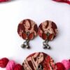 Batik Fabric Choker Set with Earrings — Pink Meenakari Metal