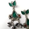 Black Polish Green Enamel Earrings with Silver Ghungroo Drops