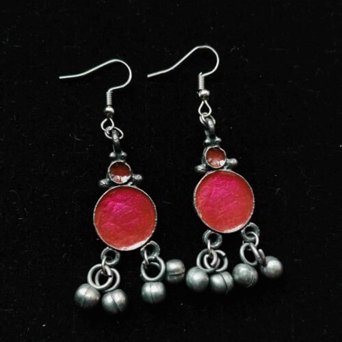 1 Rose Circle Drop Earrings