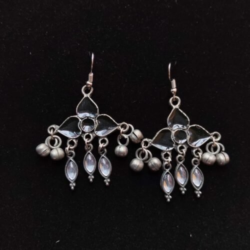 The Midnight Lotus Oxidized Danglers