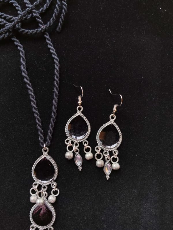 WhatsApp Image 2026-07-28 at 2.24.40 PM Black Teardrop Boho Pendant & Earring Set