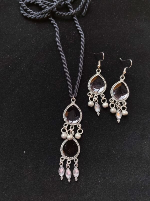 WhatsApp Image 2026-07-28 at 2.24.41 PM Black Teardrop Boho Pendant & Earring Set