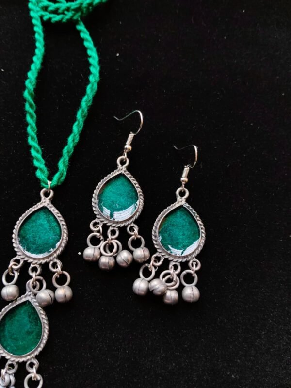 WhatsApp Image 2026-07-28 at 2.24.57 PM Vibrant Green Boho Pendant & Earring Set