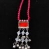 Black-Polished Metal & Enamel Tie-Back Boho Neckpiece