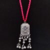 Ethnic Floral Motif Pendant with Metal Dangles