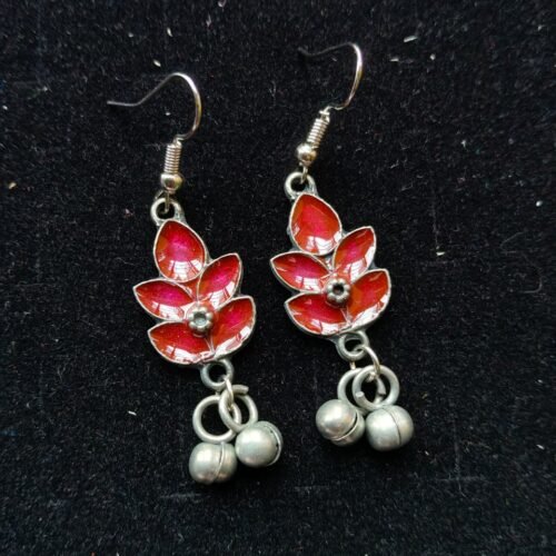Boho Pink Blossom Ghungroo Earrings