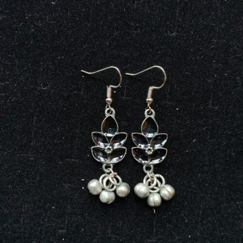 Boho Black Blossom Ghungroo Earrings