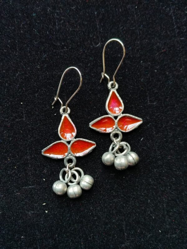 Red Meenakari Floral Drop Earrings