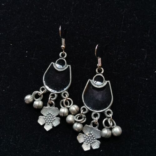 Boho Black Meenakari Ghungroo Earrings