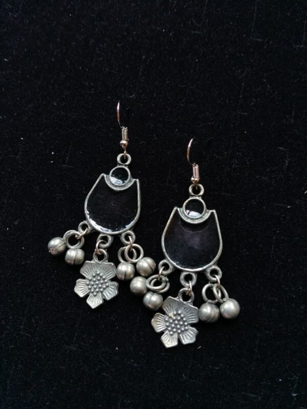 Boho Black Meenakari Ghungroo Earrings