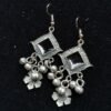 Boho Black Diamond & Floral Ghungroo Earrings