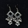 Boho Black Diamond & Floral Ghungroo Earrings