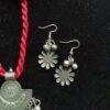 Ethnic Red Tribal Floral Motiv Ghungroo Neckpiece Set (Adjustable)