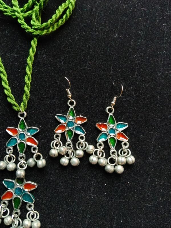 WhatsApp Image 2026-07-28 at 2.25.22 PM1 Boho Braided Green Thread & Blackpolished Floral Set