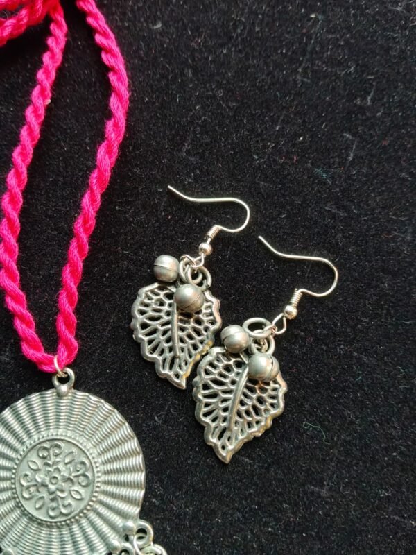 WhatsApp Image 2026-07-28 at 2.25.24 PM1 Vibrant Pink Thread Boho Leaf Choker Set