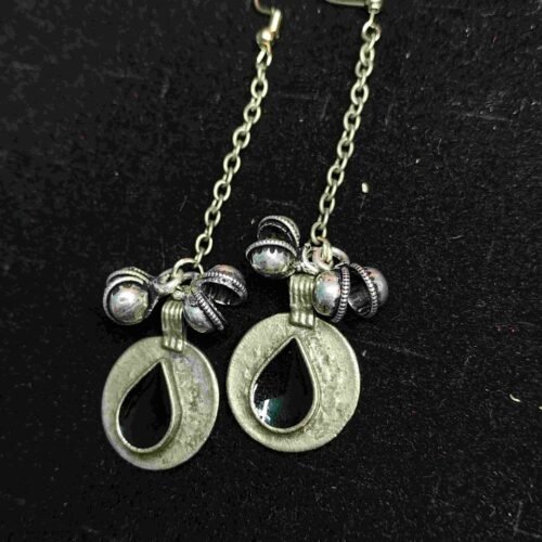 blak Boho Teardrop Chain Earrings Black