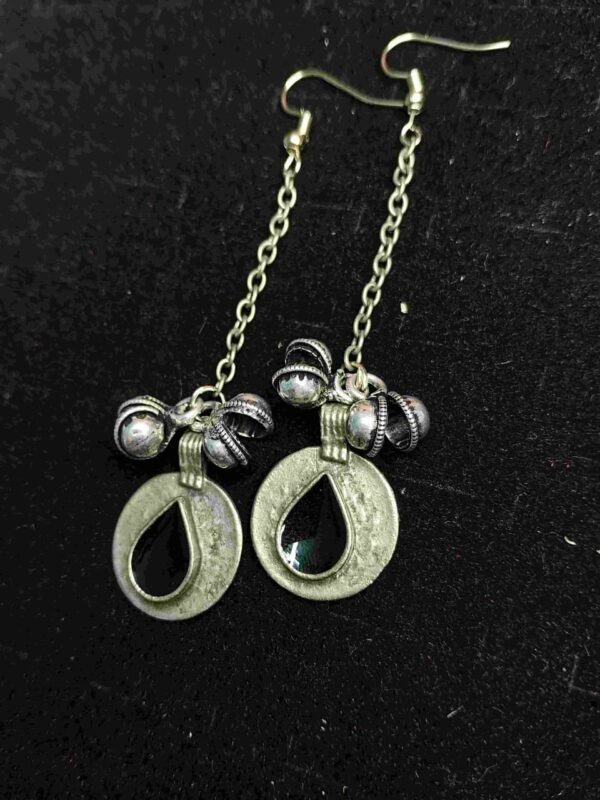 Boho Teardrop Chain Earrings Black