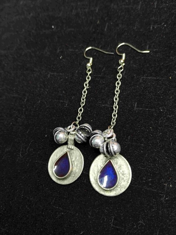 blue Boho Teardrop Chain Earrings Blue
