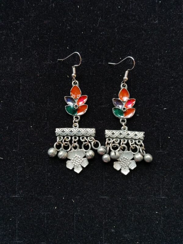 Tribal Enamel Floral Drop Earrings