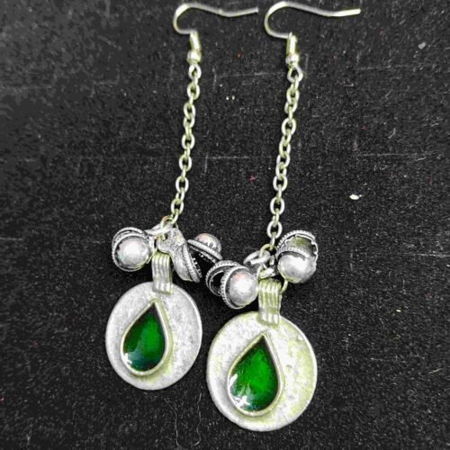 gree Boho Teardrop Chain Earrings Green