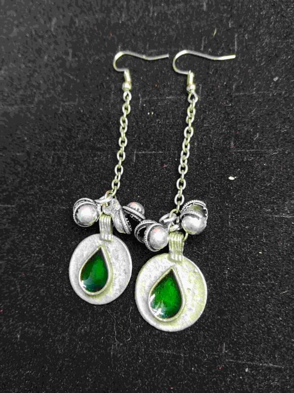 gree Boho Teardrop Chain Earrings Green