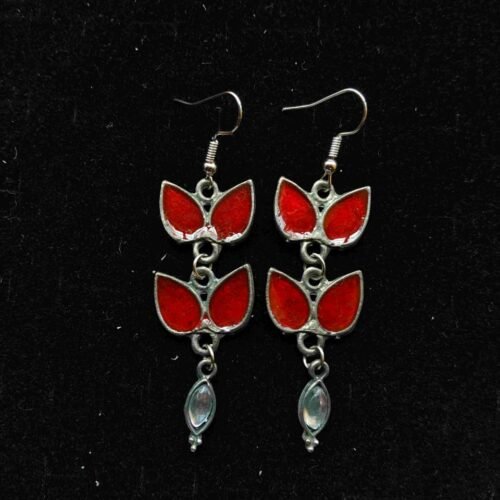 Leaf Charm Danglers Red