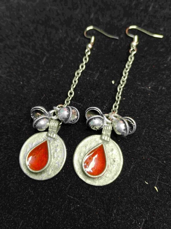 Boho Teardrop Chain Earrings Red