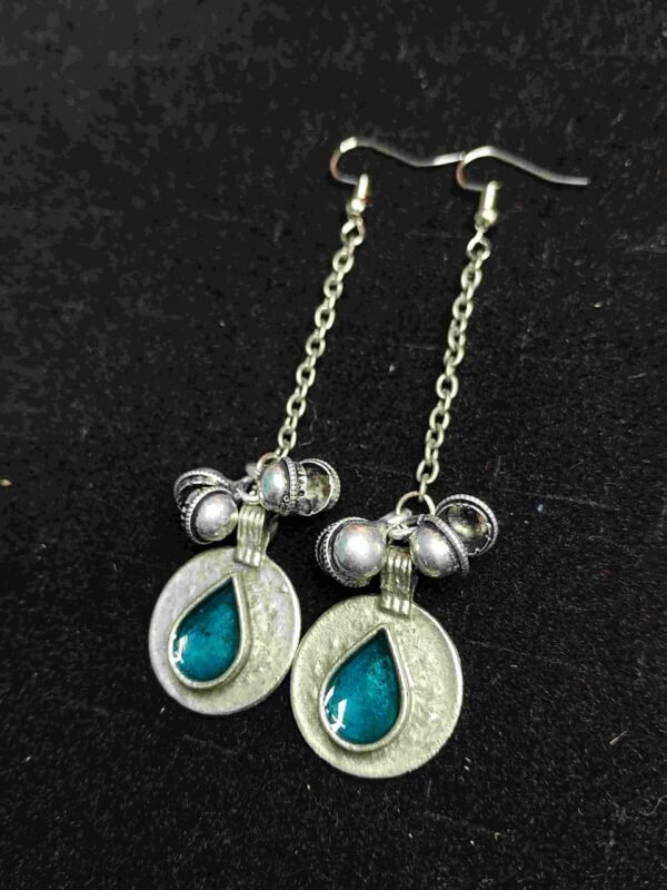 Boho Teardrop Chain Earrings Teal
