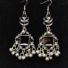 Vintage Square & Leaf Motif Dangles Black