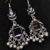 Vintage Square & Leaf Motif Dangles Black