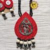The Bansuri Red Fabric Oxidized Necklace & Earring Set