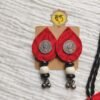 The Bansuri Red Fabric Oxidized Necklace & Earring Set